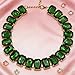 wolin Fashionable Chunky Plated Tennis Rhinestone Statement Necklace Jewelry Set for Women Multicolor gem necklace with Great Sparkle and Shine Design for Women to Easy Match (Evergreen)