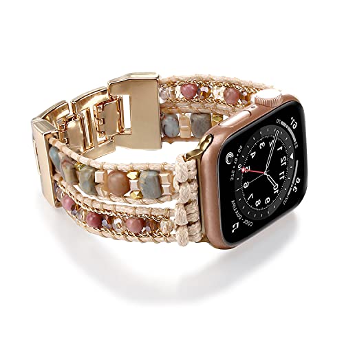 Wingoden Boho Bracelet Compatible with Apple Watch Band 41mm 40mm 42mm 38mm Natural Stone Beaded...