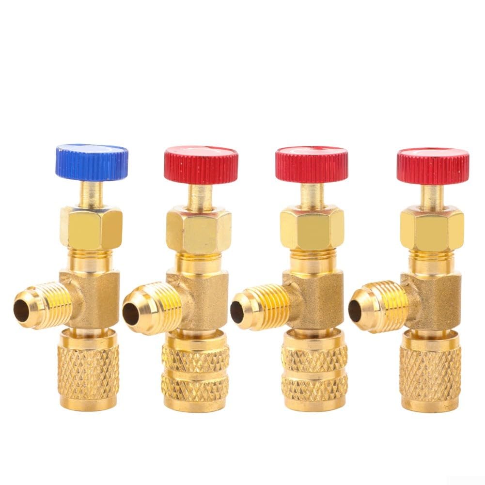 4 valvole di sicurezza per sistemi di climatizzazione compatibili con R22 R32 R410 con connettori rapidi di diverse dimensioni
