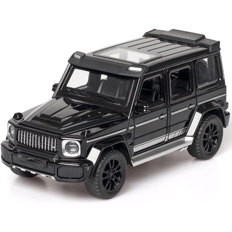 Image of PINQUE Kids New 1:32 BB700 Diecast Alloy Metal Pull Back Car With Openable Doors, Music, Sound and Light - Vehicle Toy for Boys (Black)