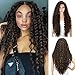 Kalyss 28 Inches 4x4" Multi Directional Parts Synthetic Lace Front Wigs for Black Women Heat Resistant Curly Wavy Free Parting 150% Density Frontal Lace Brown Highlights Wigs with Baby Hairs