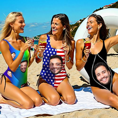 Custom Face Swimsuits for Women, Personalized Photo Bathing Suit Gift for Girlfriend Wife Customized Funny Face Swimwear2