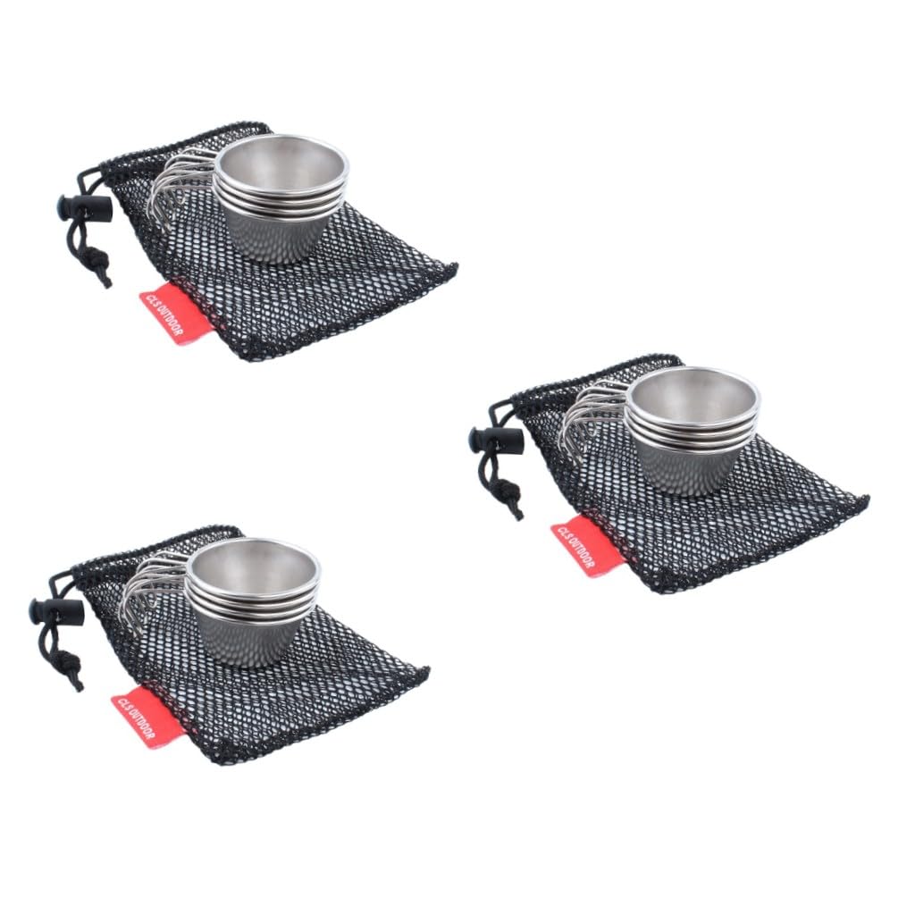 Cabilock 3 Juegos 4 Piezas Copa de Vino de Acero Inoxidable Copa de Camping Vasos de Viaje cámping Tazas Senderismo Tazas de Vasos de Vino de Acero Inoxidable Mini Copa de Vino con asa
