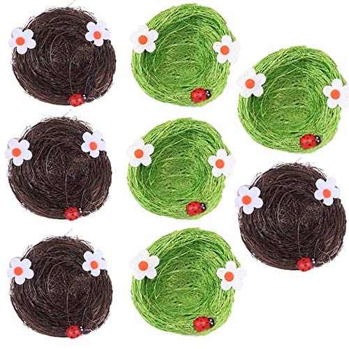 8 Pcs Easter Artificial Bird Chicks Nest Decorations，Egg Bonnet Decorations Kids Gifts