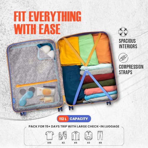 Image of Skybags Graphiq Check-in 75 cm(Large) Polycarbonate 8 Spinner Wheels Trolley Bags for Travel Hard Case Luggage, Lightweight Bag with TSA Lock & Scratch Resistant with 5 Years Warranty (Persian Blue)