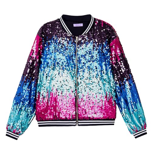 Image of YIYI Mens Sequin Jacket Bomber Sparkly Striped Varsity Glitter Jacket Male Party Outwear Coat Birthday Holiday Clothes