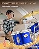 Kids Drum Kit Eastar 14 '' for Kids Beginners, Drum Set 3-Piece with Adjustable Throne, Cymbal, Pedal & 2 Pairs of Drumsticks, Junior Drum Set with Bass Tom Snare Drum, Mirror Blue #5