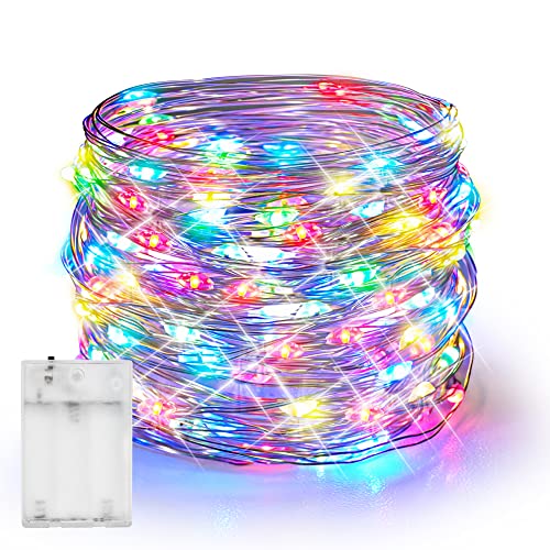 Dazzle Bright Fairy Lights Battery Operated, 20 FT 60 LED Silver Wire Waterproof Battery Operated String Lights, Christm - Detailed View