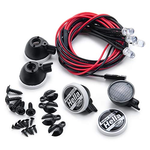 Tbest Portapacchi Con Luci LED Per Auto RC – Ferro, Bianco, Compatibile Axial HSP HPI