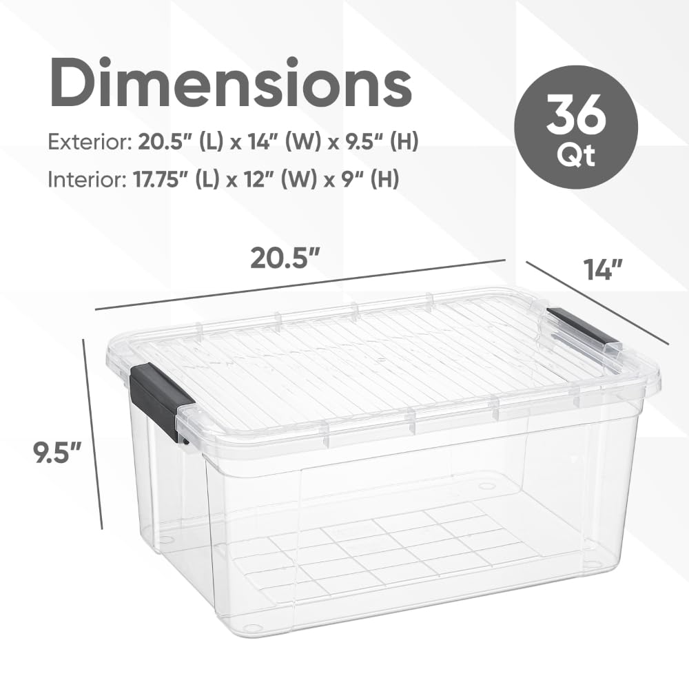 Superio Boîte de rangement transparente avec couvercle, bacs en plastique pour organisation, caisses empilables, sans BPA, non toxique, sans odeur, organiseurs pour la maison, le bureau, l'école et le