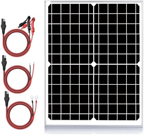 24V Waterproof Solar Battery Trickle Charger & Maintainer – 20 Watts Solar Panel Built-in Intelligent MPPT Solar Charge Controller + Improved 3 Stages of Charging Algorithm + SAE Connection Cable Kits