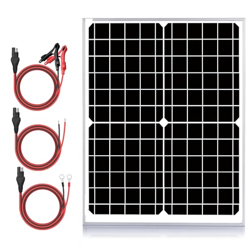 SUNER POWER 24V 20W Solar Battery Trickle Charger Maintainer, Built-in Smart MPPT Charge Controller, Waterproof 20 Watt Solar Panel Kits for 24 Volt Rechargeable Batteries