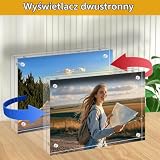 CALLYSONIC Mini ramki na zdjęcia 10 × 15 cm, 2 sztuki bezramkowych ramek na zdjęcia, mała, magnetyczna ramka na zdjęcia, dwustronna, przezroczysta, akrylowa ramka na zdjęcia do biura, domu, grubość 8