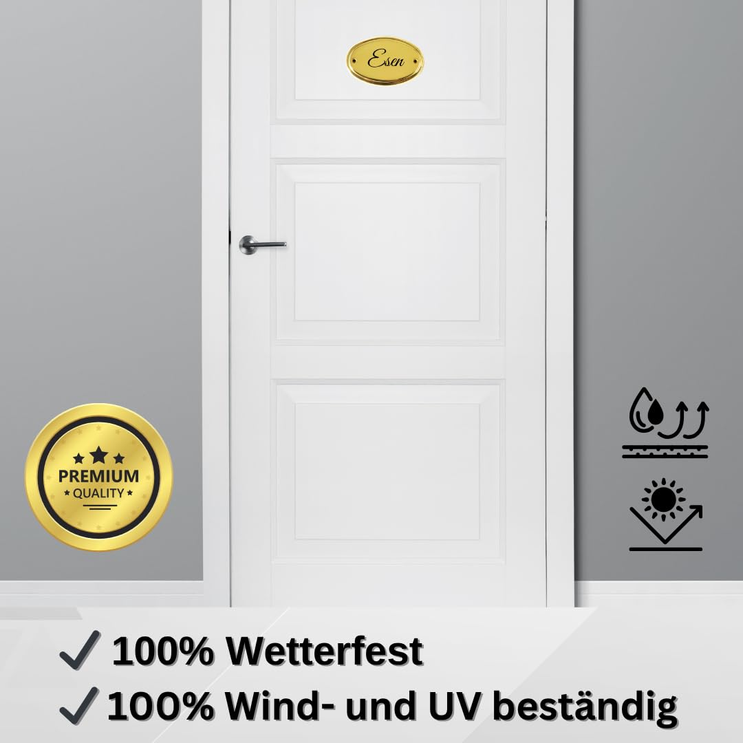 Edel Design Ovales großes Messing Schild - Türschild - Länge 11,1 cm, Breite 7,3 cm, Höhe 0,5 cm mit individueller Gravur