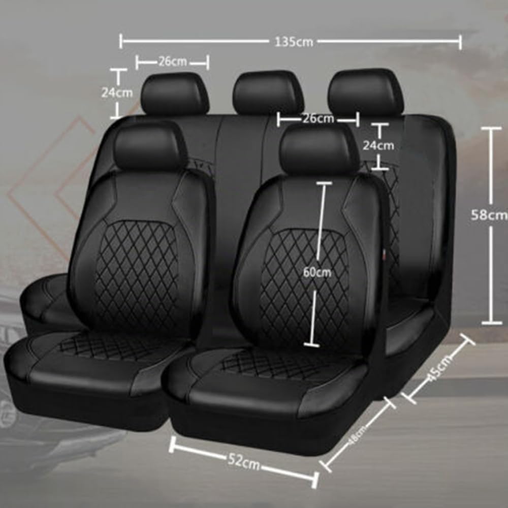 Housse de Siège de Voiture pour Ford Fiesta Fließheck 2008-2017, Housse de Siege en Cuir PU Siège Avant Arrière Universelle Protections de Siège,A-9PCS