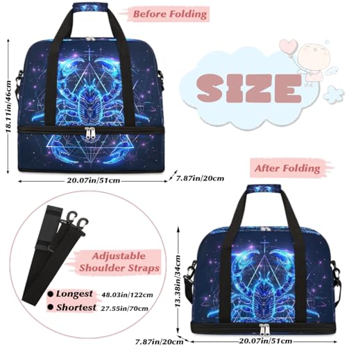Glowing Animal Scorpion Travel Duffle Bags With Shoes Compartment for Women Men Weekender Overnight Bag Foldable Sports Tote Gym Carry On Luggage Handlebag for Travel Yoga Hospital Workout2