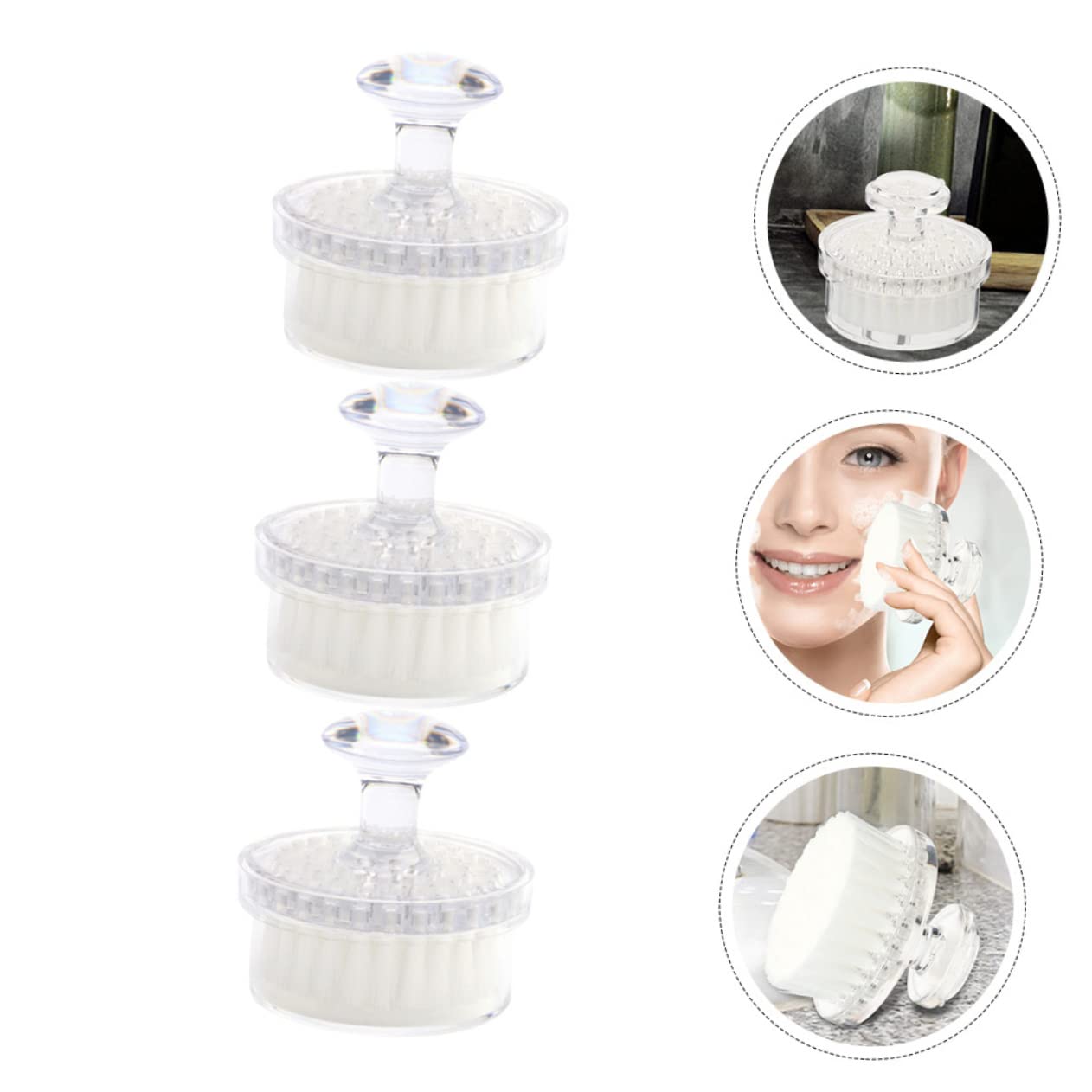 Mikinona 3-Piece Face Cleansing Brush Soft Bristle Face Brush Set for Deep Cleansing Gentle Multi-Function for Women