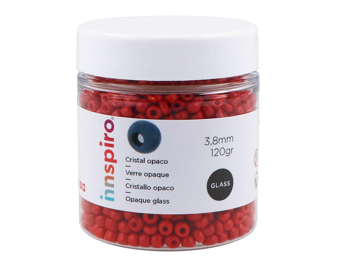 INNSPIRO Round Glass Rock Opaque Red 3.8mm 6/0 120g
