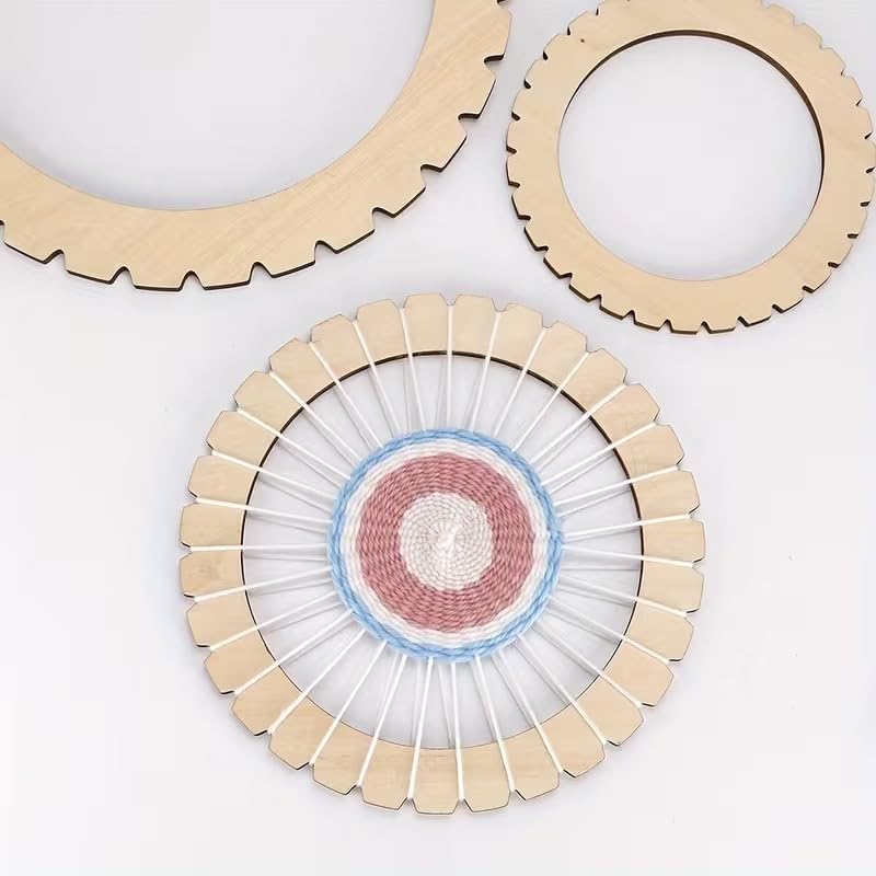 Curious Button Set of 4 Wooden Round Knitting Looms | MDF Crochet & Weaving Rings for DIY Crafts, Blanket Making & Yarn Projects 4