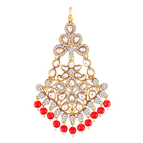 Image of I Jewels Gold Plated Kundan & Pearl Pasa Kalank Inspired Hair Jewellery for Women (T2024)