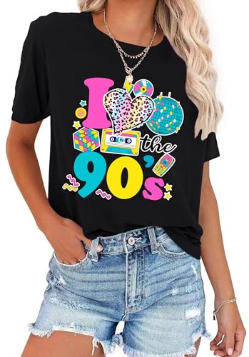 ELDPS 90s Shirt for Women: I Love The 90s Shirt Graphic Vintage Tees 90s Neon Party Outfits Tops