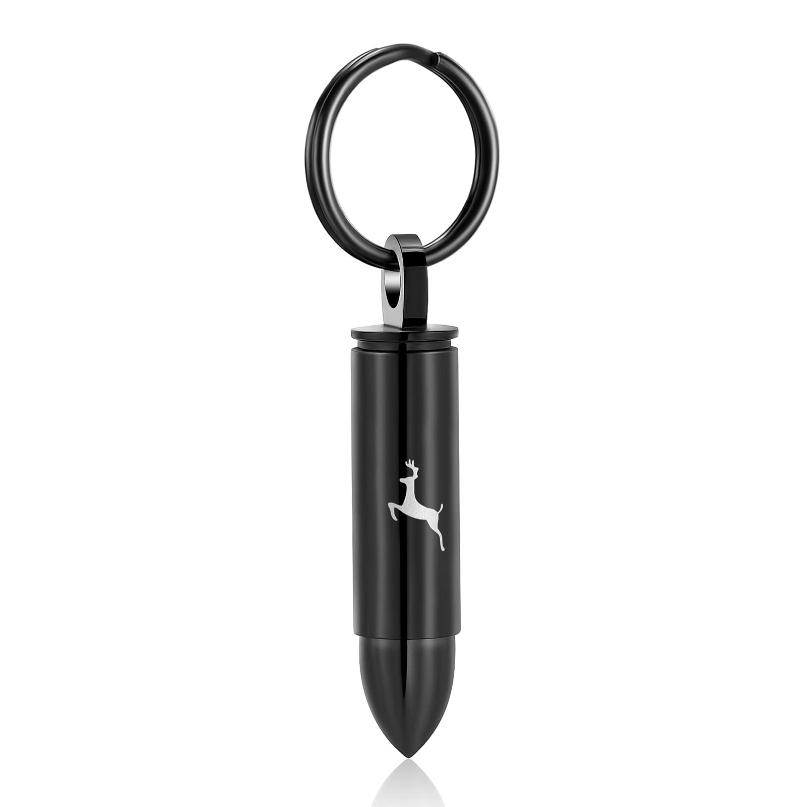 XSMZB Cremation Urn Keychain for Ashes Deer Bullet Keepsake Keychain Pendant Stainless Steel Memorial Jewelry for Women Men