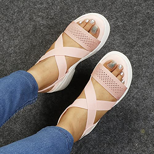 Image of Stylish Girl's High Heel Criss Cross Chunky Sole Casual Fashion Wedges Sandal For Women /Girls Ankle Strep Sandal