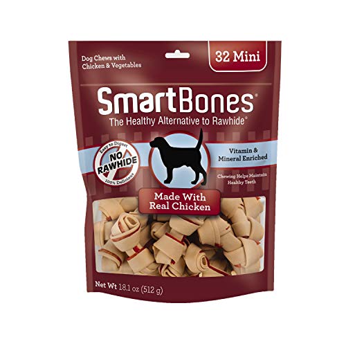 SmartBones Mini Chews with Real Chicken 32 Count Rawhide-Free Chews for Dogs