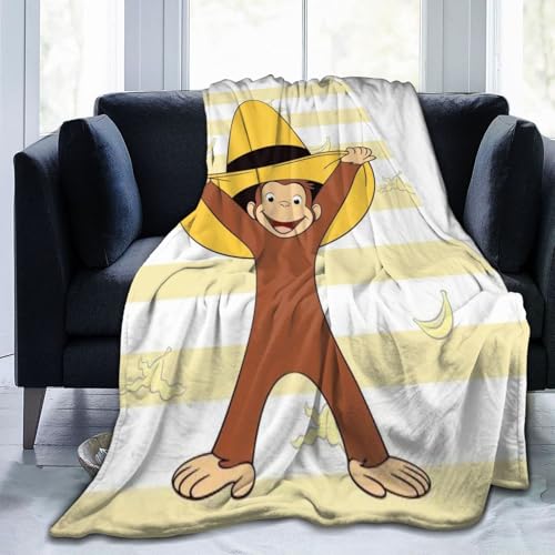 毛布 おさるのジョージ ブランケット フランネル 洗える 軽量 静電気防止 吸湿発熱 暖かい 柔らかい ふわふわ 四季適用 グッズ 誕生日プレゼント 125X100cm