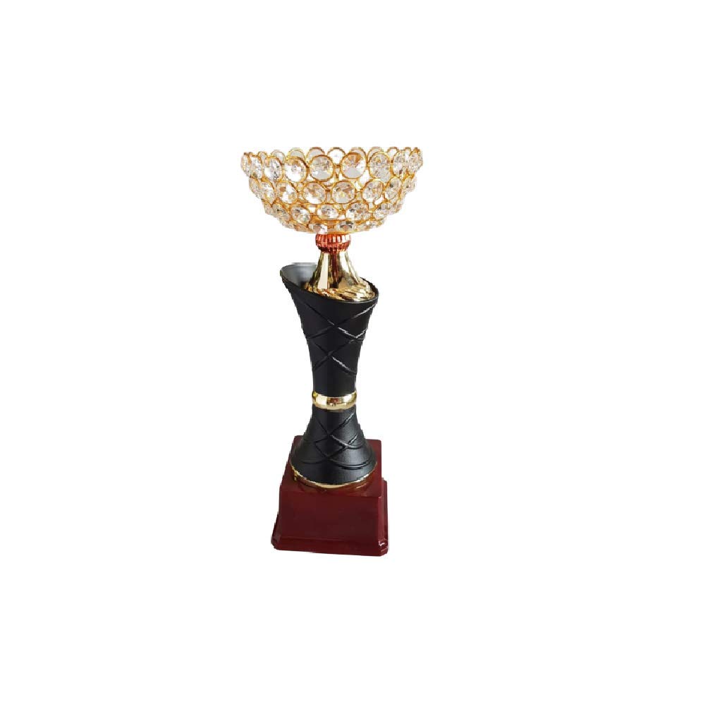 TROPHY JUNCTION Metallic-Fiber Shiney Trophy Cup Black with Crystal Fearturing for Award Funtion (Small) (B082Q1HQZK) Amazon Price History, Amazon Price Tracker