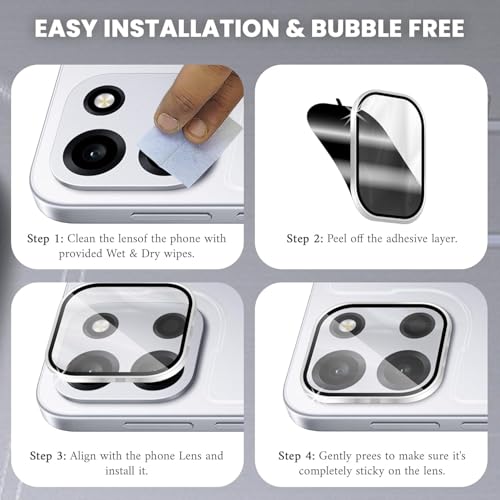 Image of FabeKee Camera Lens Protectors for OnePlus Nord 6 Tough HD Individual Aluminum Alloy Lens Ring Cover, Scratch Resistant, Full Lens Cover| Silver