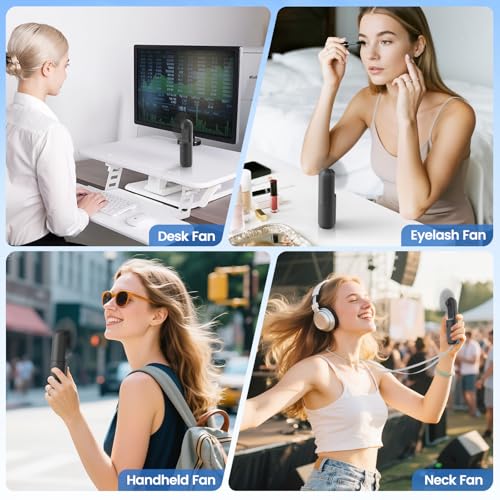 Image of Handheld Mini Fan, Rechargeable Battery Operated small Portable Fan Up to 15 Working Hours, Powerful Safety Design Pocket Fans for Travel /Outdoor /Concert /Beach /Make-up, Gifts for Mom, Teens, Black
