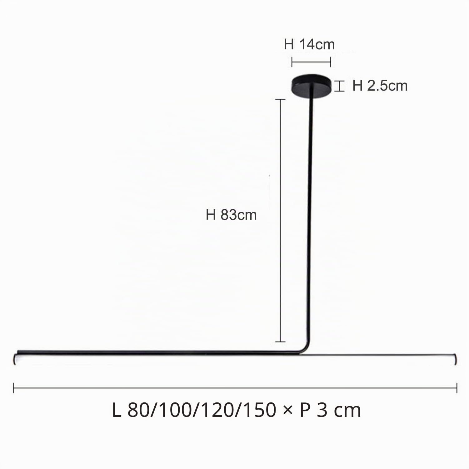 Lampadario Sospensione a LED Dimmerabile con Telecomando per Cucina con Isola, Tavolo da Pranzo, Soggiorno e Ufficio – Lampada Moderna a Soffitto per Interni, Nero, A-150cm