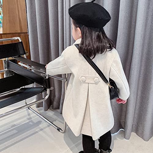 Toddler Baby Girl Warm Thickened Lapel Long Sleeved Loose Mid-Length Jacket Double Breasted Classic Dress Coat3