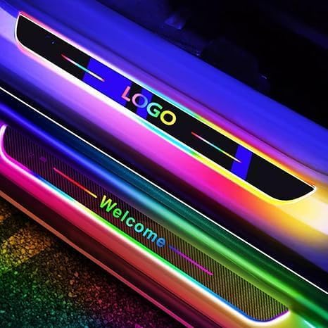 2 Pcs Led Door Sills for Car Magnetic Custom Logo or Text Auto-Sensing Welcome Lights Applicable 99% of Models7 Colors 28 Dynamic Modes Led Car Door Lights No Installation Required