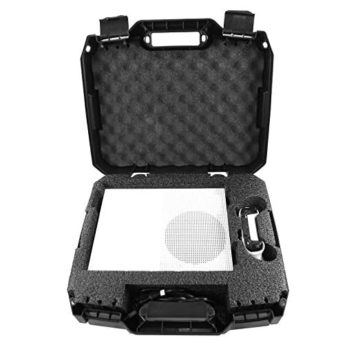 CASEMATIX Travel Case Compatible with Xbox One S - Hard Shell Carrying Case with Protective Foam Compartments for Console, Controller, Power Adapter, Games and More Accessories, Case Only