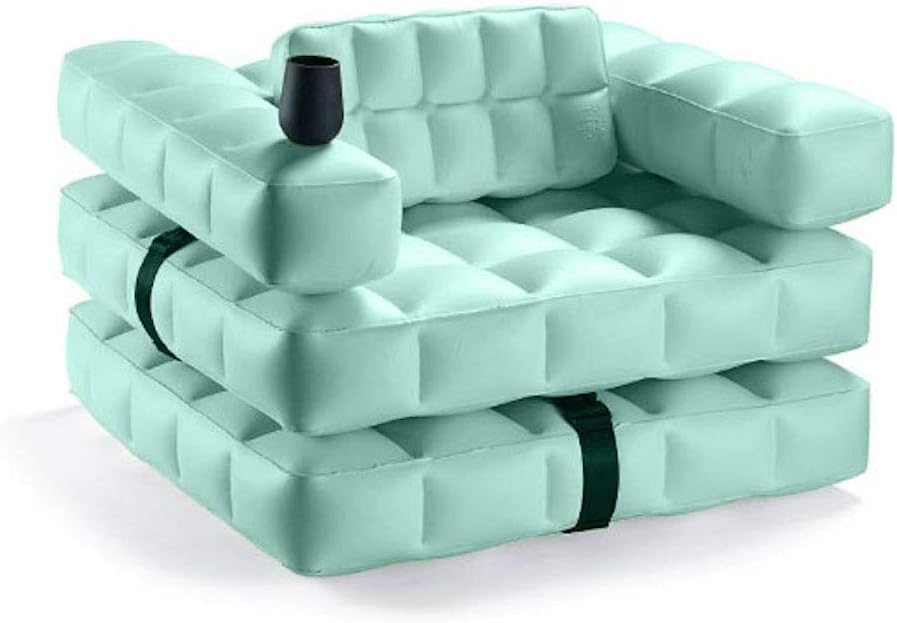 Pigro Felice Modul'air Luxury Inflatable Armchair Set - Polyester, Aquamarine, 117 x 117 x 72 cm