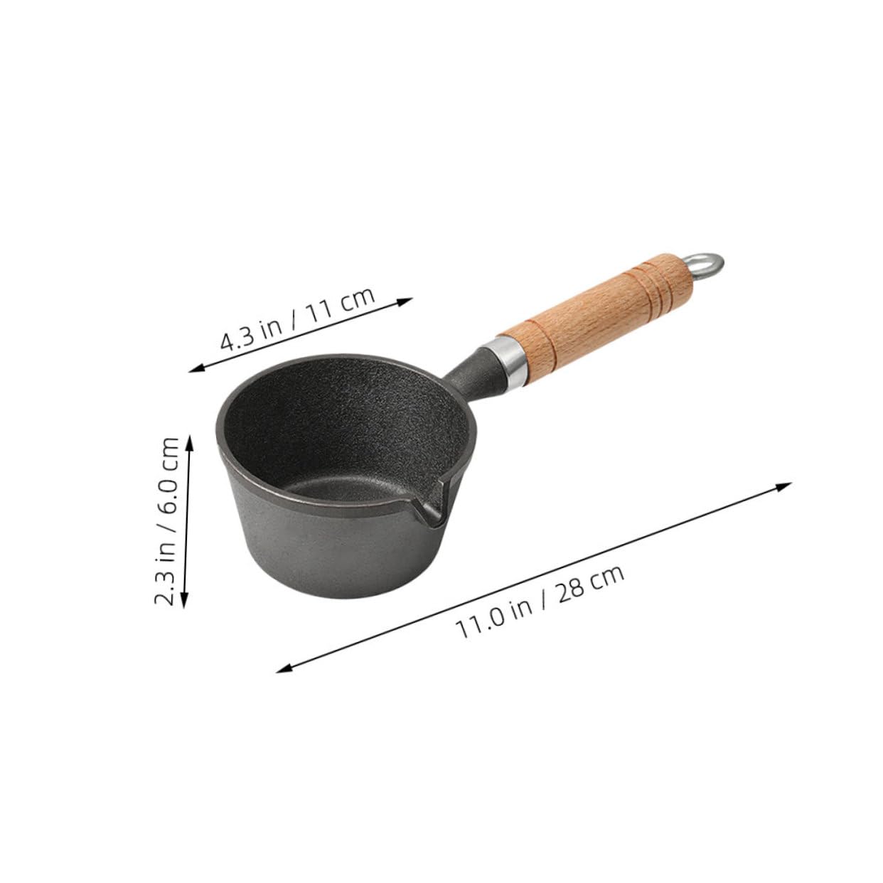 Toddmomy Kleiner Gusseisentopf Zum Kochen Mit Holzgriff Antihaftbeschichtung Als Butterschmelztopf Milchbutterwärmer Für Herd Und Outdoor-aktivitäten