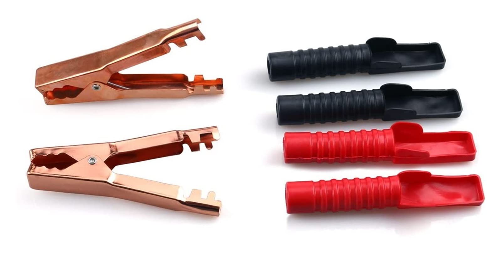 2 uds, Negro Rojo 50A Resorte Cargado Cable de batería de Coche Clips de Abrazadera de cocodrilo aislados amablemente