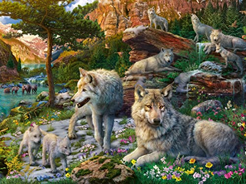 Preisvergleich Produktbild Ravensburger Puzzle 16598 - Wolfsrudel im Frühlingserwachen - 1500 Teile Puzzle für Erwachsene und Kinder ab 14 Jahren