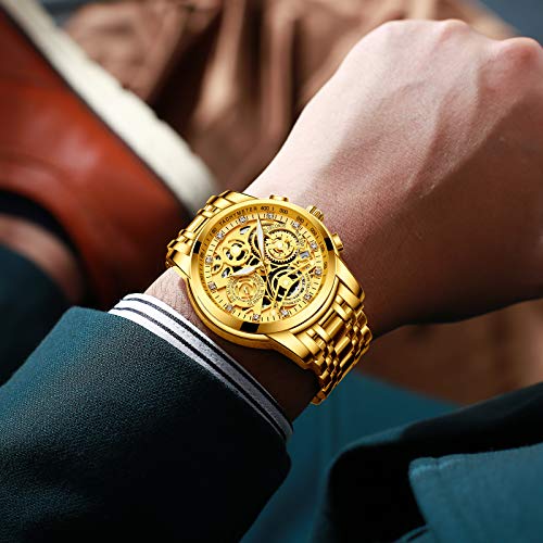 NEKTOM Watches for Men with Stainless Steel, Quartz Analog Watch with Date, Luxury Minimalist Dress Mens Watches, Chronograph Watch, 3ATM Waterproof, Black Wristwatch, Gifts for Men