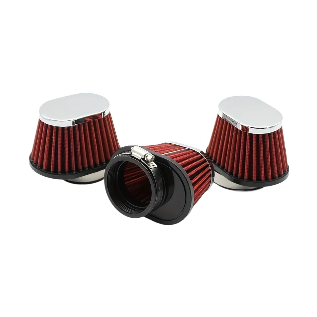 filtr powietrza zamienny Pasuje do motocykla uniwersalny czerwony stożek filtra powietrza 50-60mm wlot zimnego powietrza(Black 55mm)