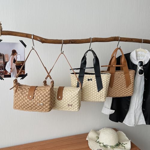 Bolso Tote de Paja para Playa Verano Mujer miniatura 7