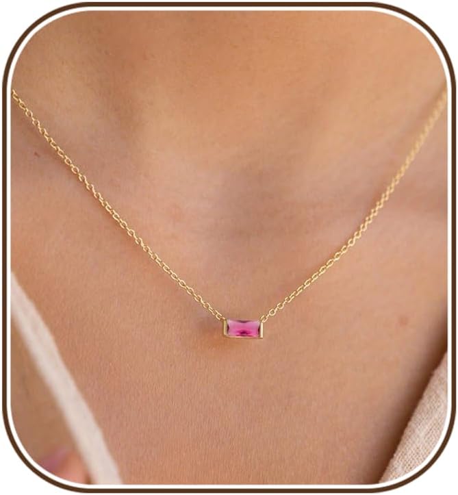 Gold Necklace for Women,Dainty Gold Necklace 14K Gold Plated Cubic Zirconia Pendant Necklace Diamond Choker Necklace for Women Cute Crystal Necklaces Aesthetic Gold Jewelry Birthday Gift