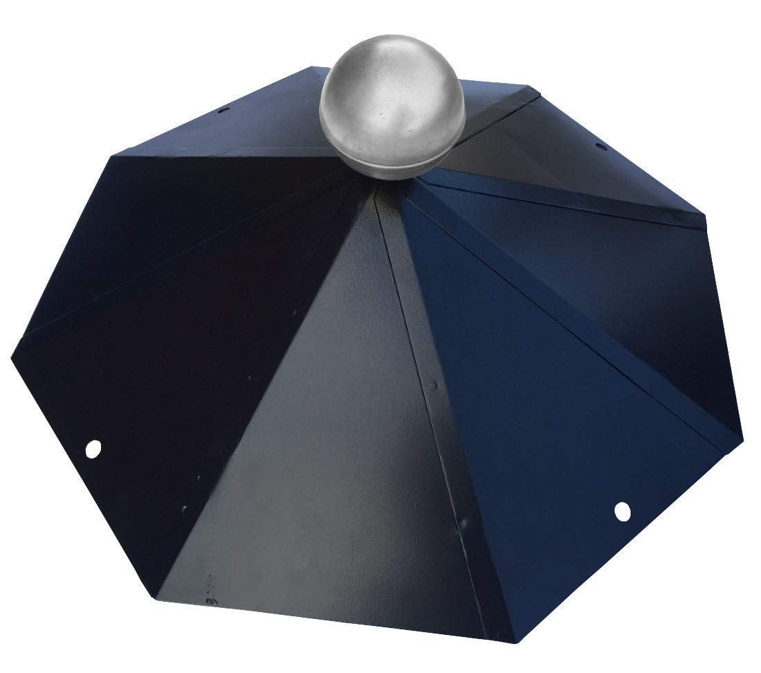SunnyDeals Pavillon-Haube | Pavillondach 8-Eckig | Schwarz Glänzende Pulverbeschichtung | Edelstahlkugel | Edle Optik | Firsthaube | Kantenlänge 19 cm | Metall