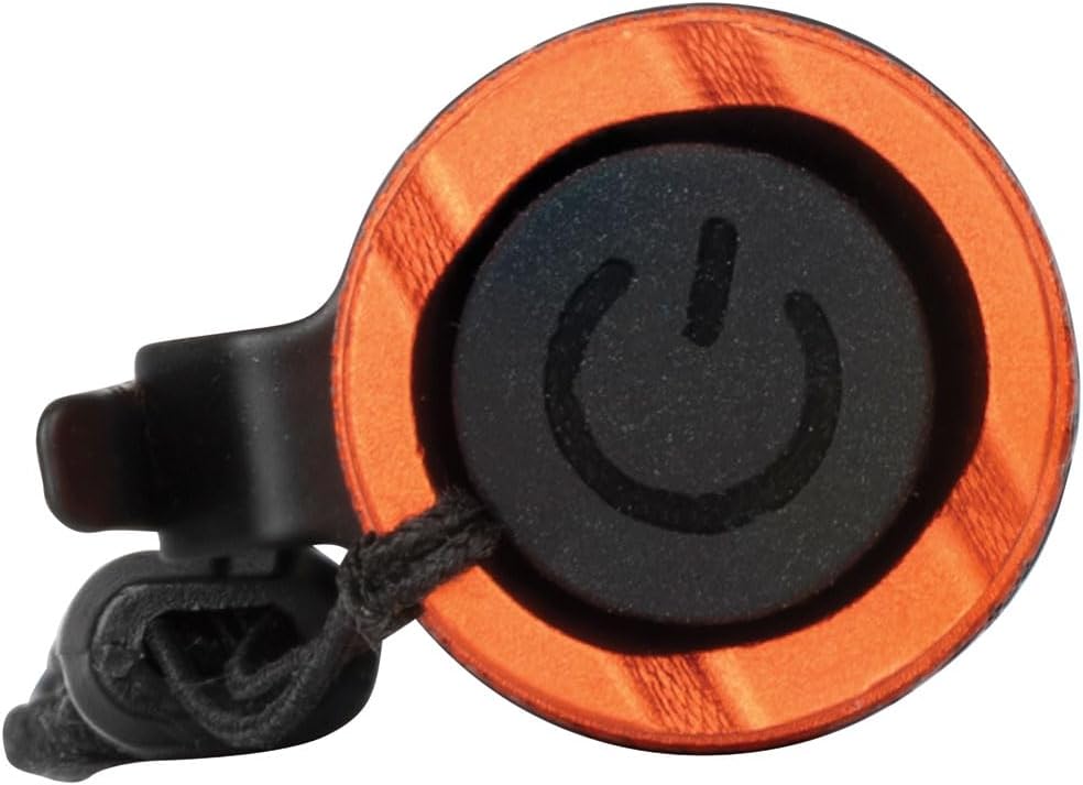 Close-up of the flashlight's power button.