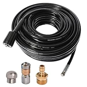 25FT 5800 PSI Pressure Washer Hose Jetter Nozzles Kit 1/8”NPT Sewer Drain Rotating Quick Connect Nozzle Button Nose With M22-14/15mm Double Rod Thread Brass Replacement
