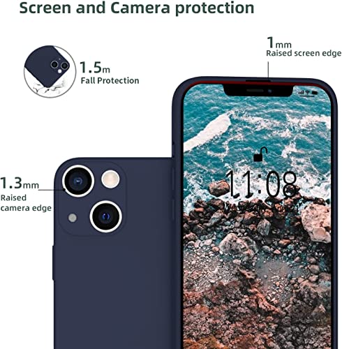 Image of DIZORO Square Candy Liquid Silicone iPhone Case Cover Compatible for iPhone 13, All Cube Series with Microfiber Lining Compatible iPhone 13 (6.1 inch) - Dark Blue