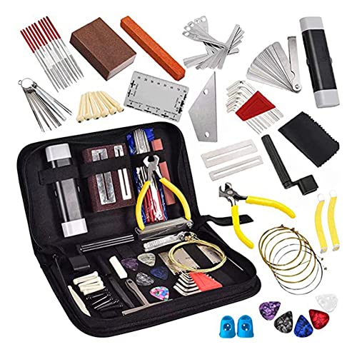 DINESA Kit de reparación de guitarra eléctrica de 77 piezas, metal + plástico, con bolsa de transporte, guitarra acústica,