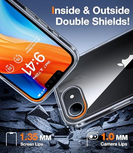 Image of TORRAS Guardian Diamond Clear for iPhone 16e Case 2025, [Non-Yellowing] Military-Grade Test Protection Durable 16e Case Slim Thin Anti-Scratch DIY-Buttons Hard PC Back Case for iPhone 16e 6.1 inch, Clear
